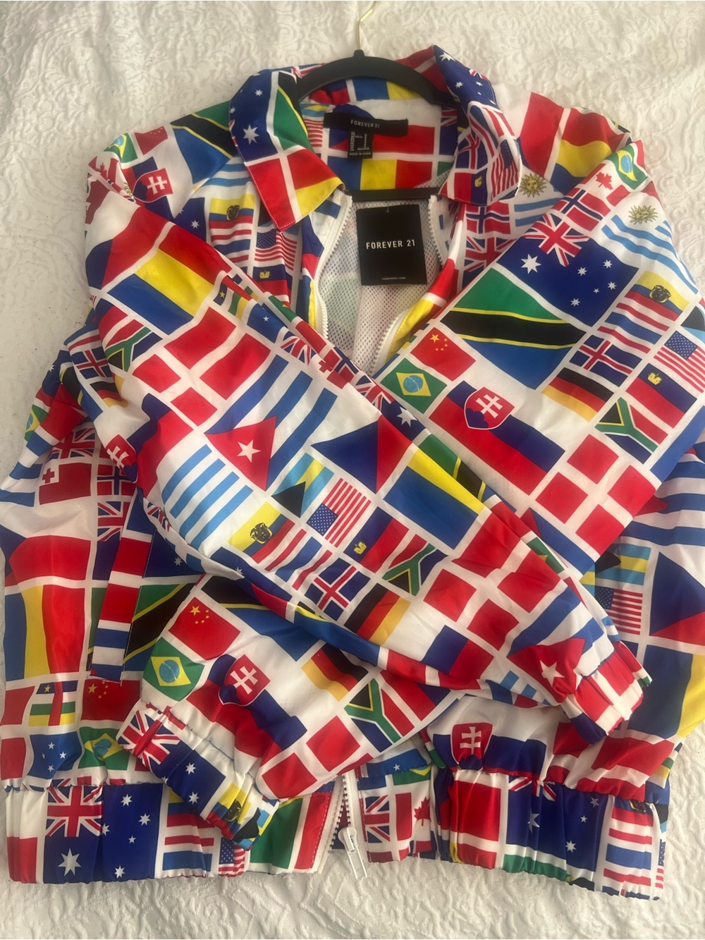 Forever 21 Multinational Flag Print Jacket in Red, Blue, Green, Yellow - Picture 2 of 4